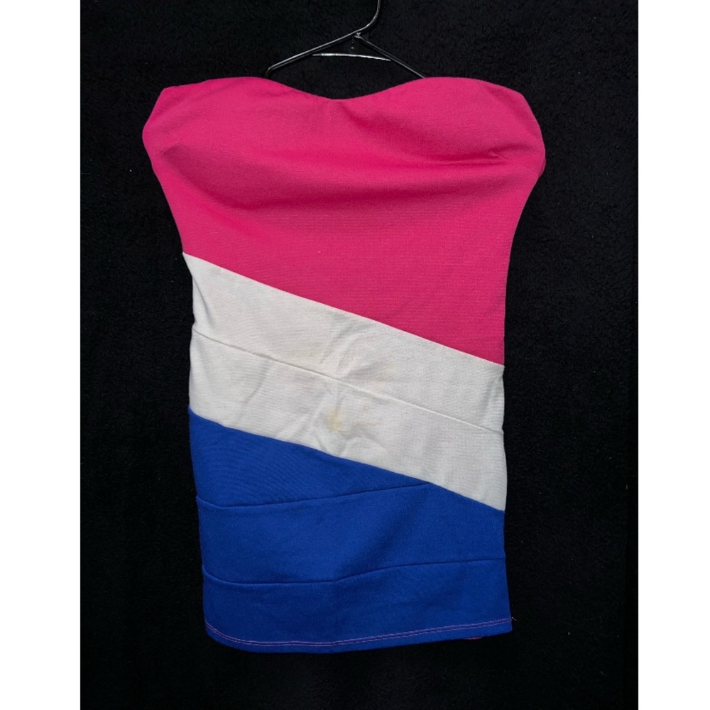 Colorblock Pink, White, and Blue Dress